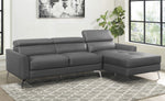 Ashland 2-Pc Dark Gray Top Grain Leather RAF Sectional