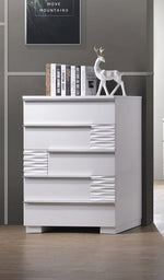 Athen White Lacquer Wood 5-Drawer Chest