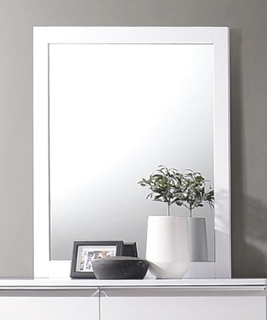 Athen White Lacquer Wood Frame Mirror