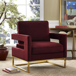 Avery Maroon Velvet Accent Chair