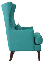 Avina Teal Fabric Wingback Accent Chair