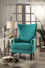 Avina Teal Fabric Wingback Accent Chair