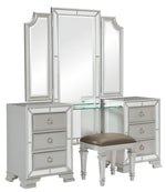 Avondale Silver Wood Vanity Table with Mirror