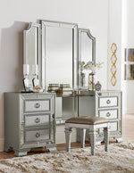 Avondale Silver Wood Vanity Table with Mirror