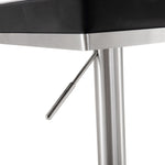 Bari Black Vegan Leather/Steel Adjustable Bar Stool