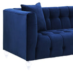 Bea Navy Velvet Sofa with Acrylic Legs (Oversized)