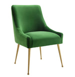 Beatrix Green Velvet/Gold Metal Side Chair