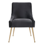 Beatrix Grey Velvet/Gold Metal Side Chair