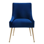 Beatrix Navy Velvet/Gold Metal Side Chair