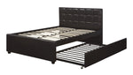 Beatriz Espresso Faux Leather Full Bed with Twin Trundle