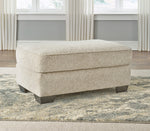 Haisley Ivory Fabric Ottoman