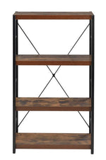 Bob Weathered Oak Wood/Black Metal Tube Bookcase with 4 Shelves