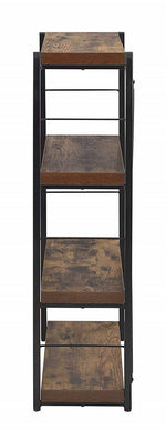 Bob Weathered Oak Wood/Black Metal Tube Bookcase with 4 Shelves