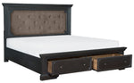 Bolingbrook Charcoal Wood King Bed with Storage