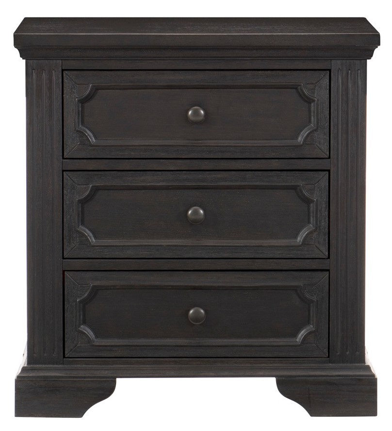 Bolingbrook Charcoal Wood 3-Drawer Nightstand