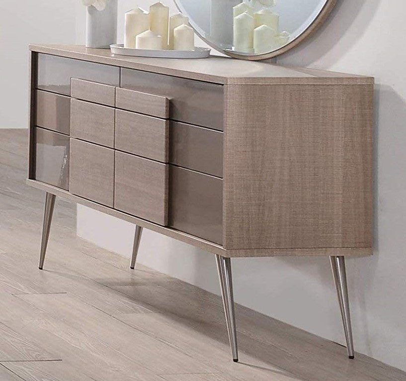 Brazil Taupe Bronze & Copper Wood Dresser