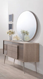 Brazil Taupe Wood Round Mirror