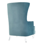 Bristol Sea Blue Velvet Tall Chair with Lucite Legs