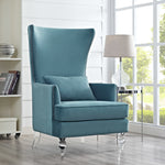 Bristol Sea Blue Velvet Tall Chair with Lucite Legs