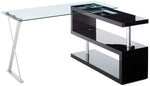 Buck Black High Gloss Wood/Clear Glass Swivel Office Desk