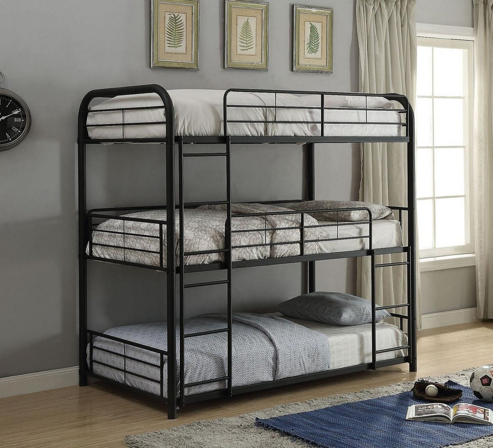 Cairo Sandy Black Metal Tube Triple Full Bunk Bed