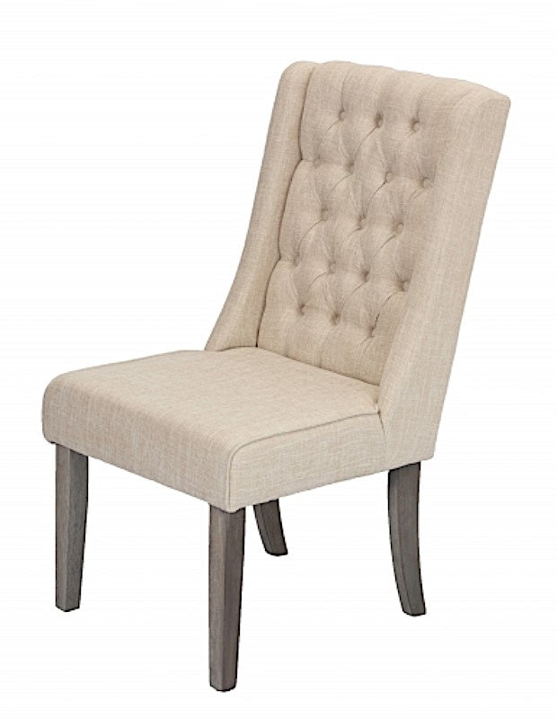 Carlie 2 Beige Linen Fabric Side Chairs