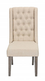 Carlie 2 Beige Linen Fabric Side Chairs