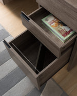 Carola Dark Taupe Wood Desk with Locking Drawers