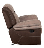 Chai 2-Tones Brown Fabric/PU Leather Manual Recliner