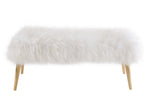 Churra White Sheepskin Seat Bench with Gold Legs