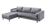 Como 2-Pc Grey Velvet LAF Sectional Sofa