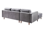 Como 2-Pc Grey Velvet LAF Sectional Sofa