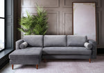 Como 2-Pc Grey Velvet LAF Sectional Sofa