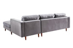 Como 2-Pc Grey Velvet RAF Sectional Sofa