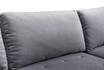 Como 2-Pc Grey Velvet RAF Sectional Sofa