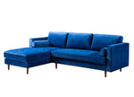 Como 2-Pc Navy Velvet LAF Sectional Sofa