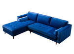 Como 2-Pc Navy Velvet LAF Sectional Sofa