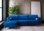 Como 2-Pc Navy Velvet LAF Sectional Sofa