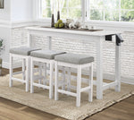 Connected 4-Pc White Wood Counter Height Table Set