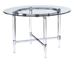 Daire Clear Tempered Glass/Acryl Round Dining Table