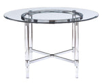 Daire Clear Tempered Glass/Acryl Round Dining Table