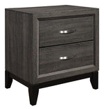 Davi Gray Wood 2-Drawer Nightstand