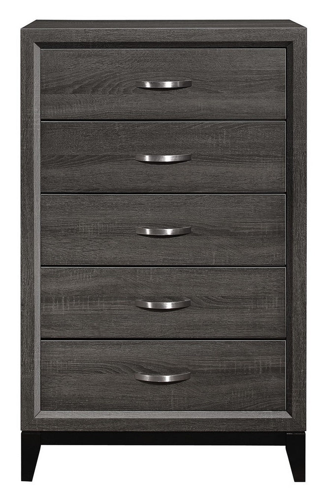 Davi Gray Wood 5-Drawer Chest