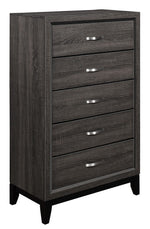 Davi Gray Wood 5-Drawer Chest