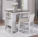 Daye 3-Pc White Wood/Gray Counter Height Table Set