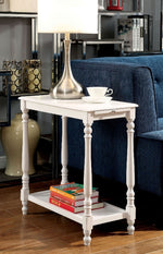 Deering White Wood Side Table with Hidden Tray