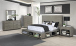 Derbyshire Grey Oak Wood Cal King Platform Bed