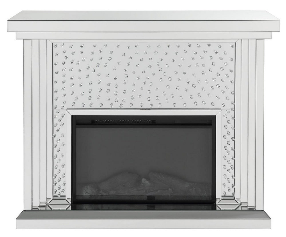 Nysa Mirrored Console Table with Fireplace