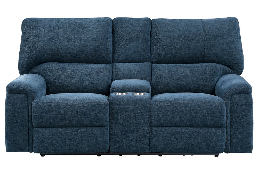 Dickinson Indigo Fabric Manual Recliner Loveseat