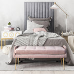 Eileen Blush Slub Velvet Bench